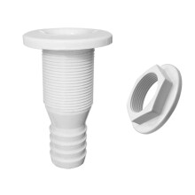 5x5/8 inch White Nylon Thru-Hull Bilge Pump and Aerator Hose Fitting for Boats