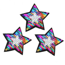 3x3pcs sparkling sequins star patch glitter applique sewing decals B 100x100mm