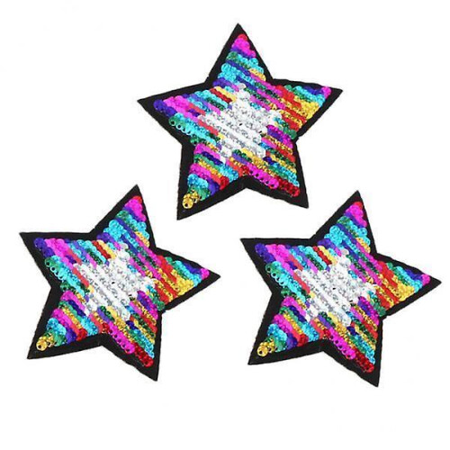 3x3pcs sparkling sequins star patch glitter applique sewing decals B 100x100mm