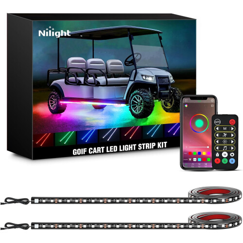 Golf Cart LED Underglow Strip Kit 2PCS Multi-Mode 12V-65V