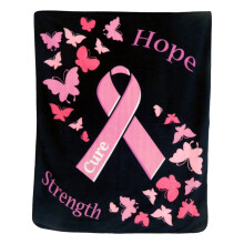 Pink Ribbon Breast Cancer Awareness Flannel Blanket