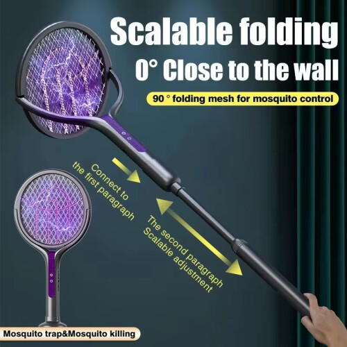 Automatic Mosquito Swatter, Telescopic, Rotatable Mesh For Wider Coverage, USB Charging, Fast, Long Standby Time 1