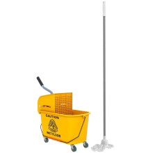 Carrello per pulizie da 20 litri con mocio pressa, set per la pulizia e secchio.