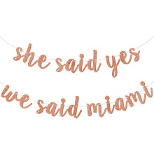 Miami Bachelorette Banner Rose Gold Glitter Pre-Strung