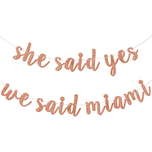 Miami Bachelorette Banner Rose Gold Glitter Pre-Strung