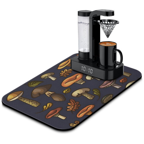Coffee Drying Mat Mushroom Snails Design 19.5x12in