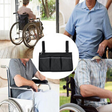 Wheelchair Walker Side Bag Pouch Bed Rail Organizer Phone Pocket Wine Red