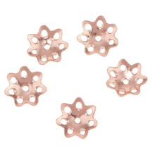7x5 Pieces 925 Sterling Flower Cup Beads End Cap Jewelry Makings Rose Gold