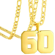 Stainless Steel Sports Necklace Gold Number 60
