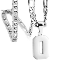 Stainless Steel Athlete Number Necklace Silver 0