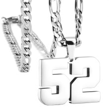 Stainless Steel Athlete Number Necklace Silver 52