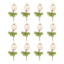 Ballerina Charms Rhinestone Resin 20 pcs 60mm Lime Green