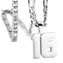 Stainless Steel Athlete Number Necklace Silver 16