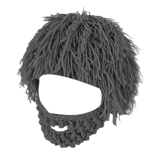 Knitted Beard Hat Grey Winter Cold Cap