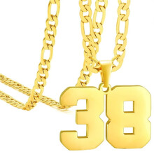 Stainless Steel Sports Necklace Gold Number 38