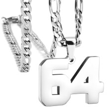 Stainless Steel Sports Necklace Silver Number 64