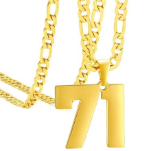 Stainless Steel Sports Necklace Gold Number 71