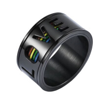 Stainless Steel Rainbow Wedding Band for Men and Women 11mm