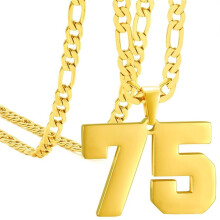 Stainless Steel Athlete Number Necklace Gold 75
