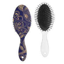 Detangling Hair Brush Floral Wooden Handle Paddle Comb