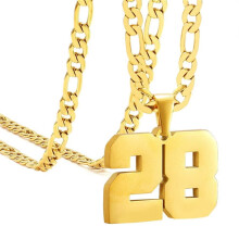 Stainless Steel Athlete Number Necklace Gold 28