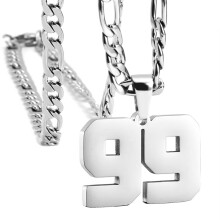 Stainless Steel Sports Necklace Silver Number 99
