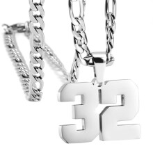 Stainless Steel Sports Necklace Silver Number 32
