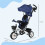 6-in-1 Kinderdreirad mit Schiebestange, Verdeck, Korb, Dunkelblau 5