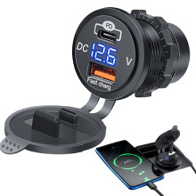 Car Charging Adapter with Voltmeter PD/QC Fast Charger
