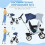 6-in-1 Kinderdreirad mit Schiebestange, Verdeck, Korb, Dunkelblau 8