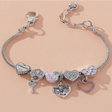 Beaded Bracelet Stainless Steel Brass Alloy Rhinestones