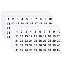Number Stickers 1-50 Round Colorful Vinyl 1 Inch 10 Sheets