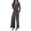 Women's Velvet Jumpsuit Solid Color Long Sleeve Cinched 1
