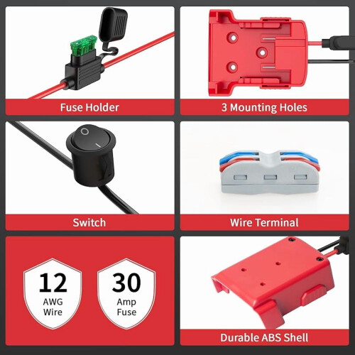 Power Wheel Adapter Kit for Milwaukee 18V Battery 3-Pack 2