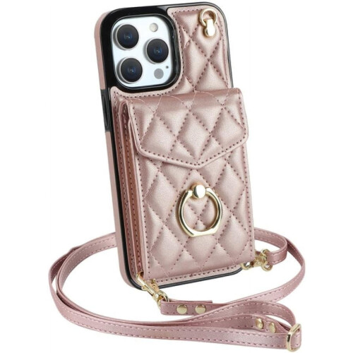 Leather Crossbody Phone Case with Wallet White for iPhone