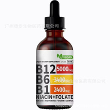 Organic Vitamin B12 B6 B1 Drops, Energy Boost Liquid B-Complex, Immune Support Supplement, Sugar-Free, 2 Fl Oz