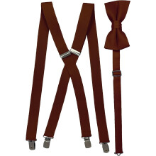 Men's X-back suspenders and bow tie set multiple colors