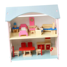 Wooden Doll House with Furniture and Accessories for 3 Years and up Children