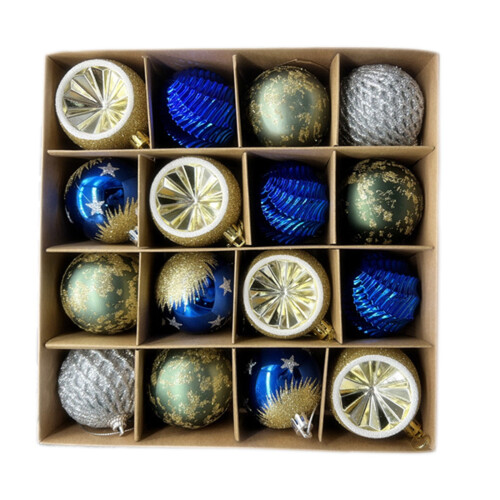 Christmas Tree Ornaments Red White Gold 16-Pack