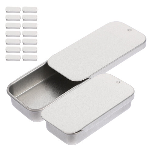 Small Metal Tin Containers with Push Lids 16 pcs