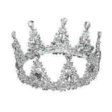 Round Baroque crown tiara Crown Headband for Prom Christmas Silver
