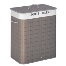 Cesto de ropa de bambú de 100 litros con 3 asas y bolsa de lavandería lavable.