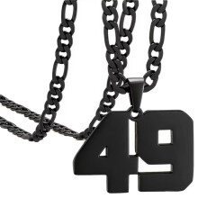 Stainless Steel Athlete Number Necklace Black 49