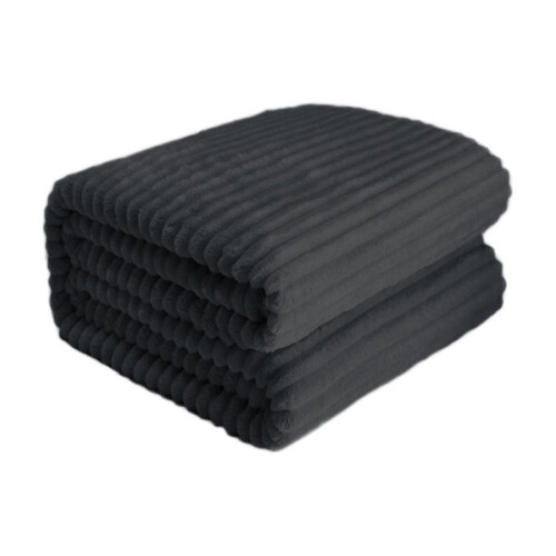 Dark Grey Raschel Blanket Soft Thick Double Layer 40x60