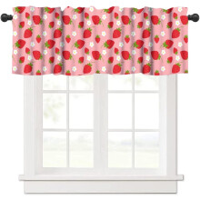 Pink Strawberry Valance Curtain 54x18 inch Rod Pocket