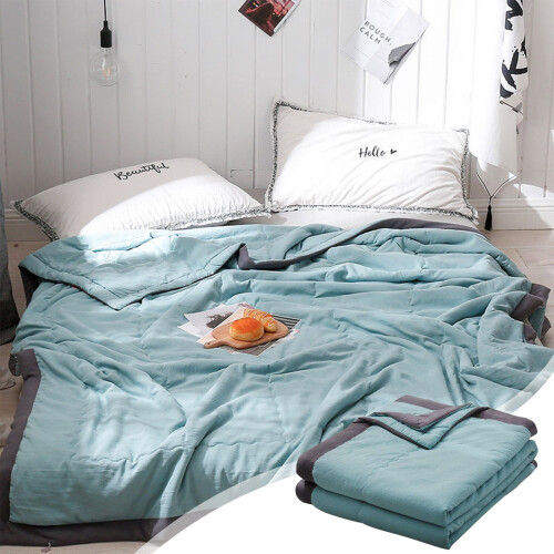 Cooling Blanket Queen Light Gray Breathable Cotton Blend