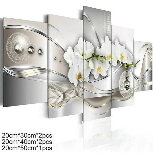 Modern Flower Canvas Wall Art Set 5 Pieces Unframed 2
