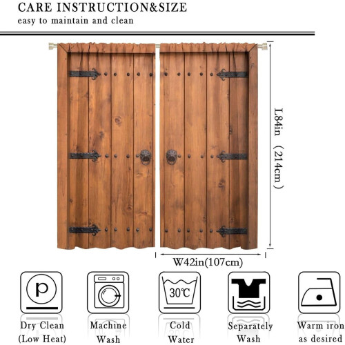 Rustic Barn Door Curtains Brown 84x84 in 1
