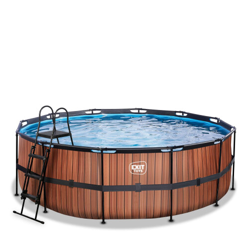 EXIT TOYS EXIT Wood Pool 14ft x 48in with Sand Filter Pump – Brown