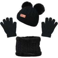 Winter Knit Hat Scarf Gloves Set for Toddlers and Infants